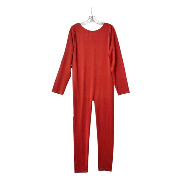 C205 Orange Scoop Neck Lounge Jumpsuit 2X-3X Skims Style Long Sleeve Romper NWT - Picture 2 of 4